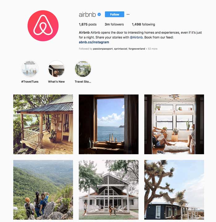 برندینگ در اینستاگرام - airbnb