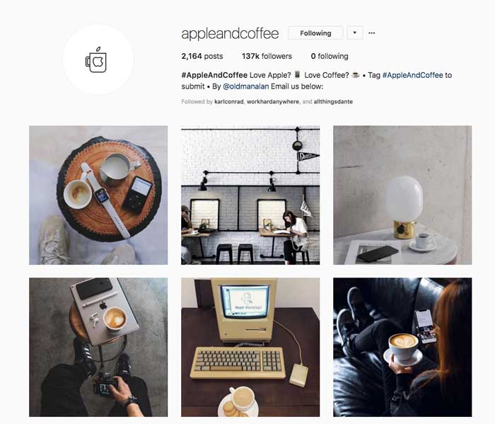 برندینگ در اینستاگرام - عکس‌هایی از برند اپل و قهوه