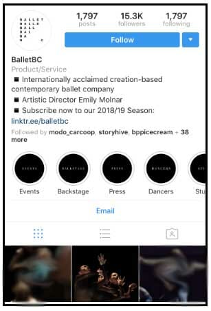 بیو اینستاگرام - Ballet BC
