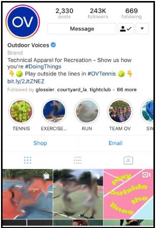 بیو اینستاگرام - Outdoor Voices