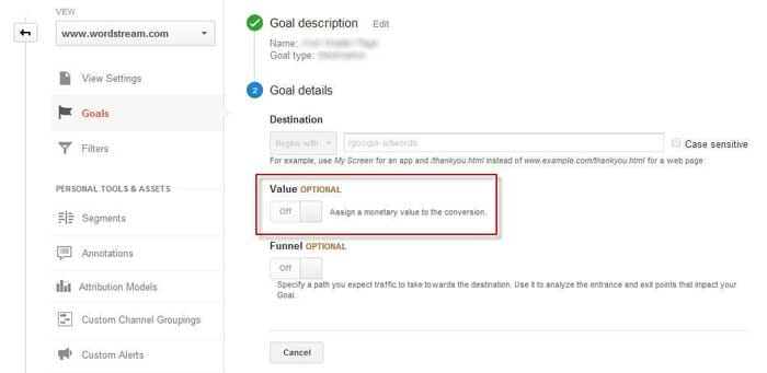 گوگل آنالیتیکس -نحوه ارزش گذاری بر اهداف 