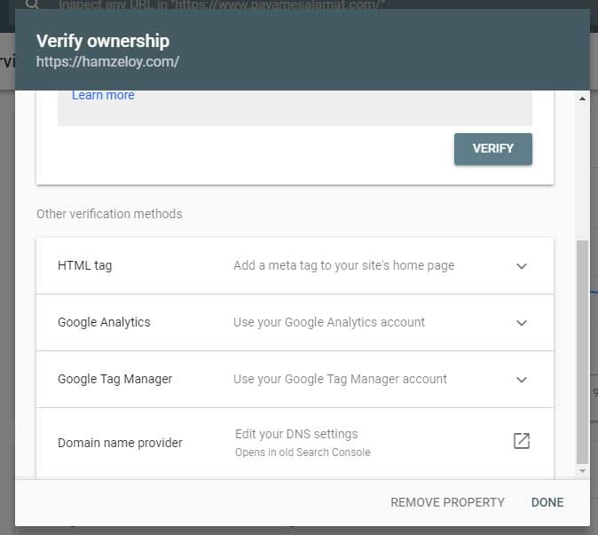 گوگل سرچ گنسول - verify ownership