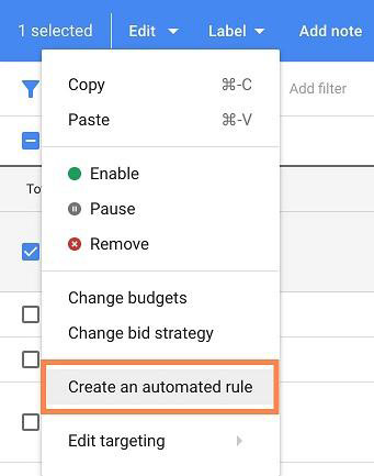 قوانین خودکار در Google Ads - ایجاد قوانین خودکار
